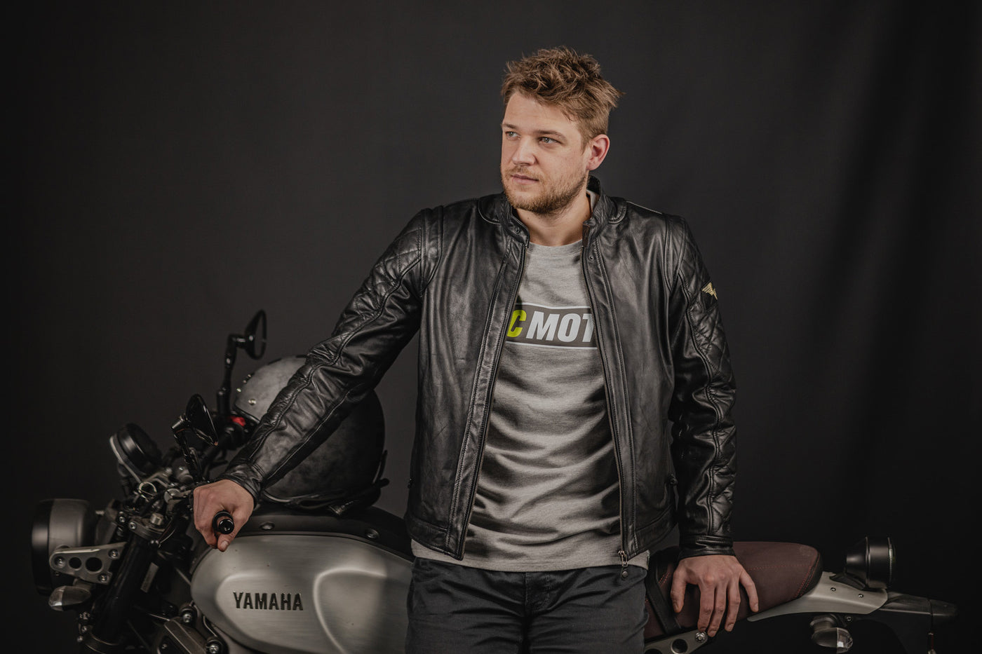 Black-Cafe London Gorgan II Motorcycle Leather Jacket#color_black