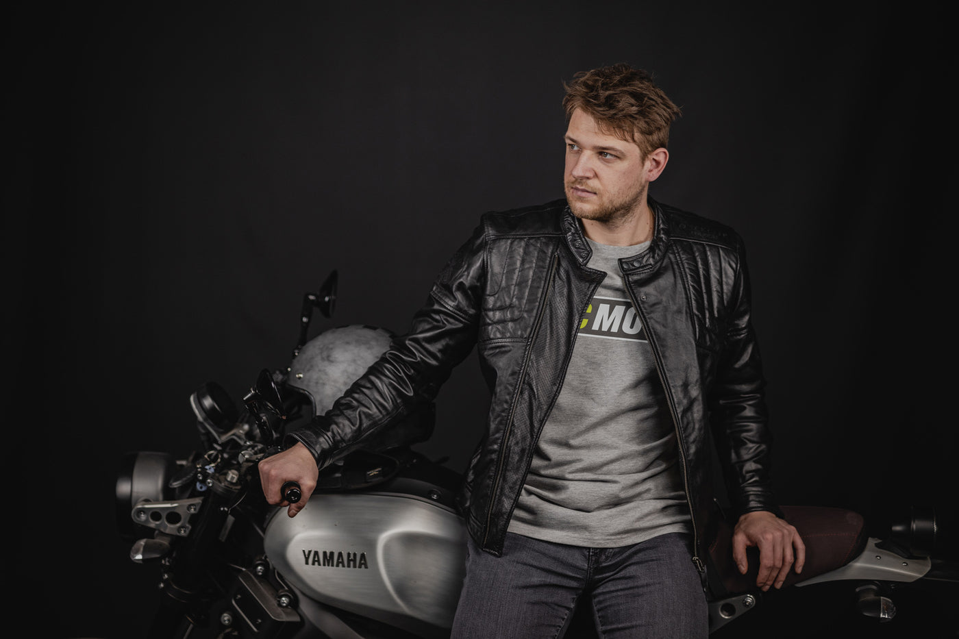 Black-Cafe London Philadelphia Motorcycle Leather Jacket#color_black