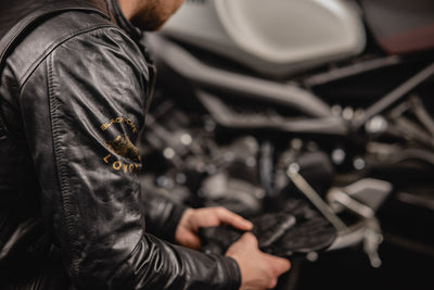 Black-Cafe London Sari Motorcycle Leather Jacket#color_black