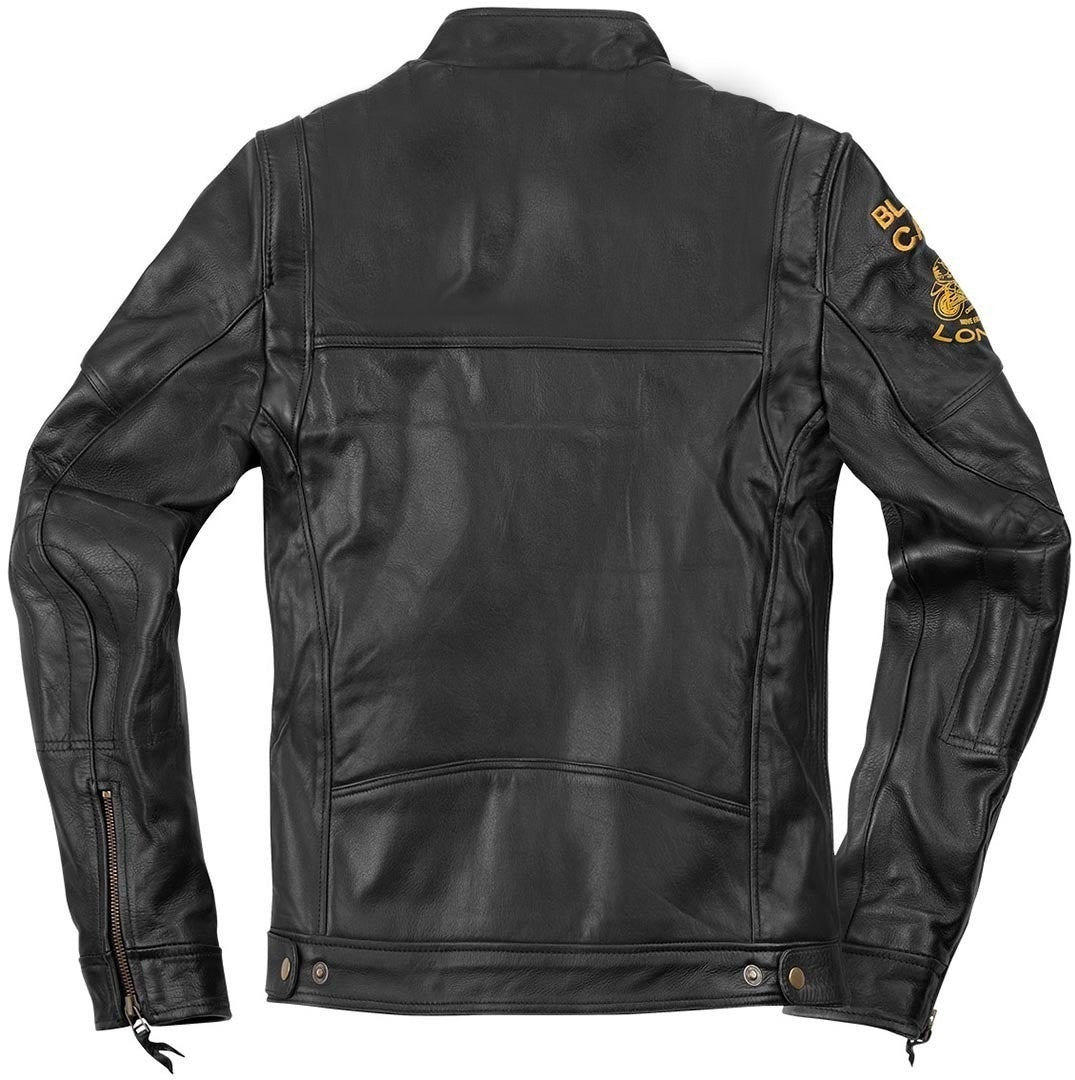 Black-Cafe London Sari Motorcycle Leather Jacket#color_black