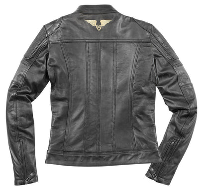 Black-Cafe London Shona II Ladies Motorcycle Leather Jacket#color_