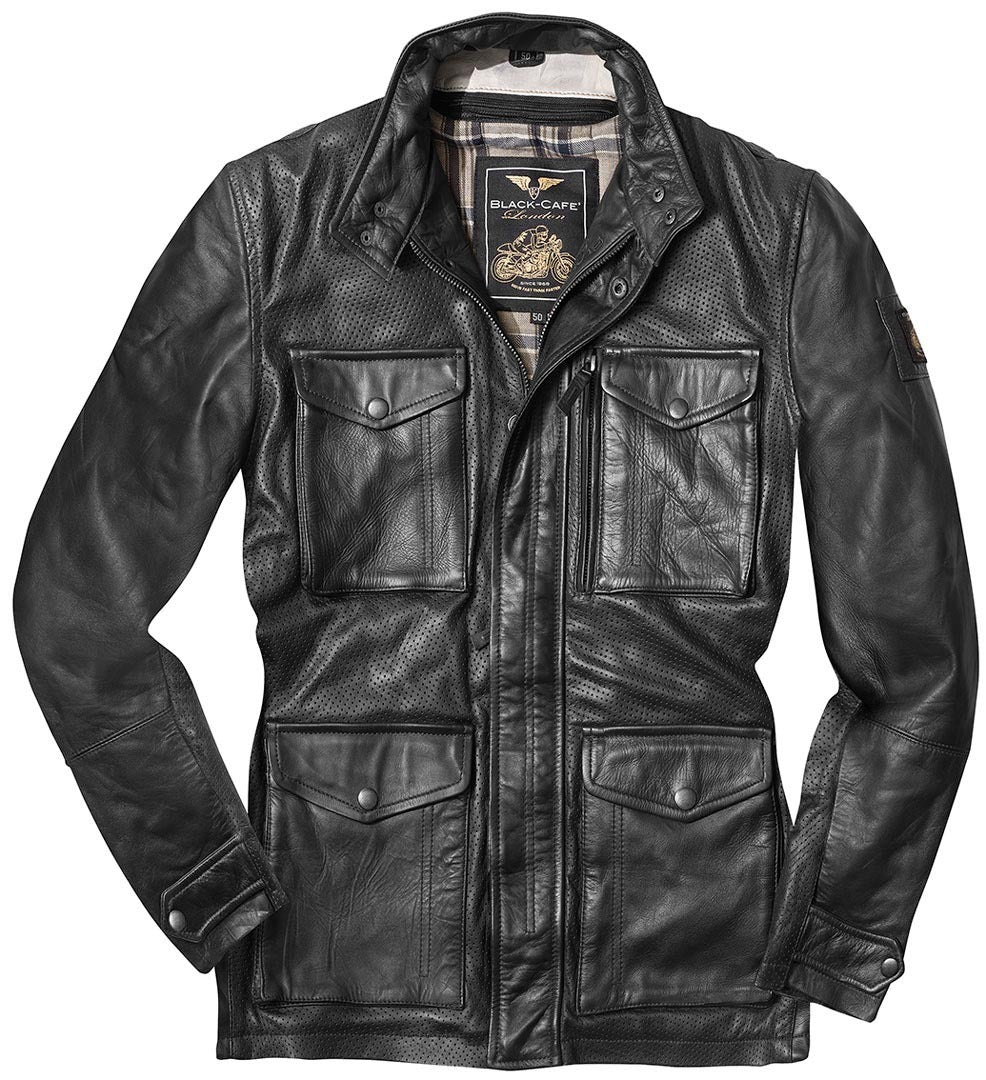 Black-Cafe London Classic Motorcycle Leather Jacket#color_black