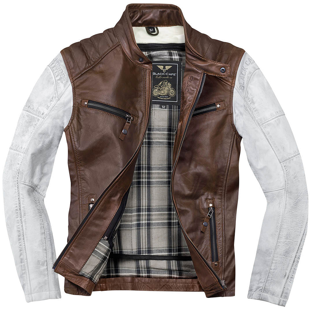 Black-Cafe London Firenze Leather Jacket#color_brown-white