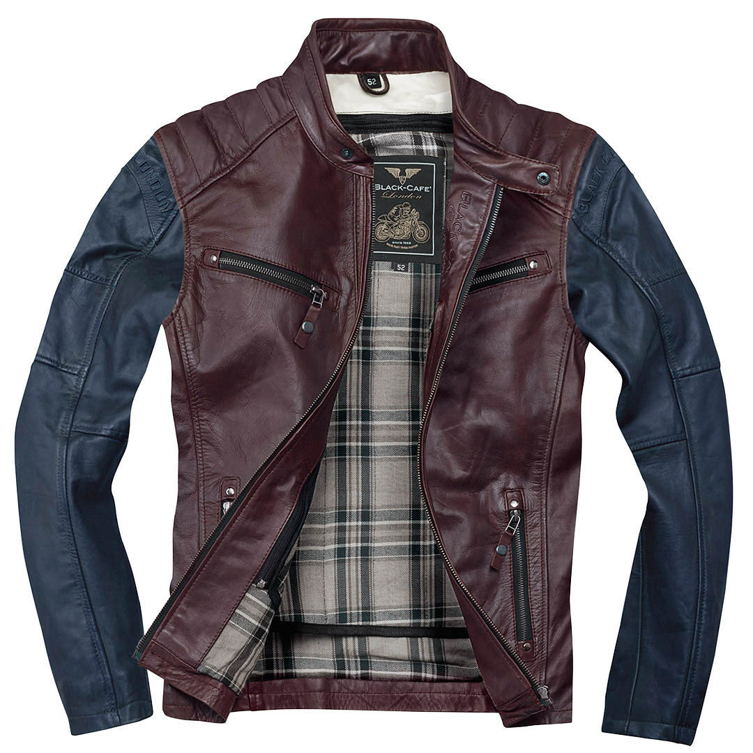 Black-Cafe London Firenze Leather Jacket#color_red-blue