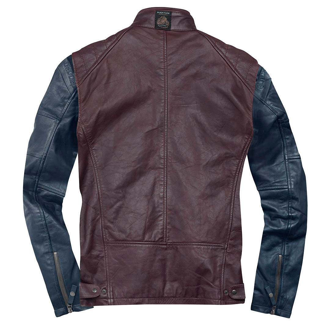 Black-Cafe London Firenze Leather Jacket#color_red-blue