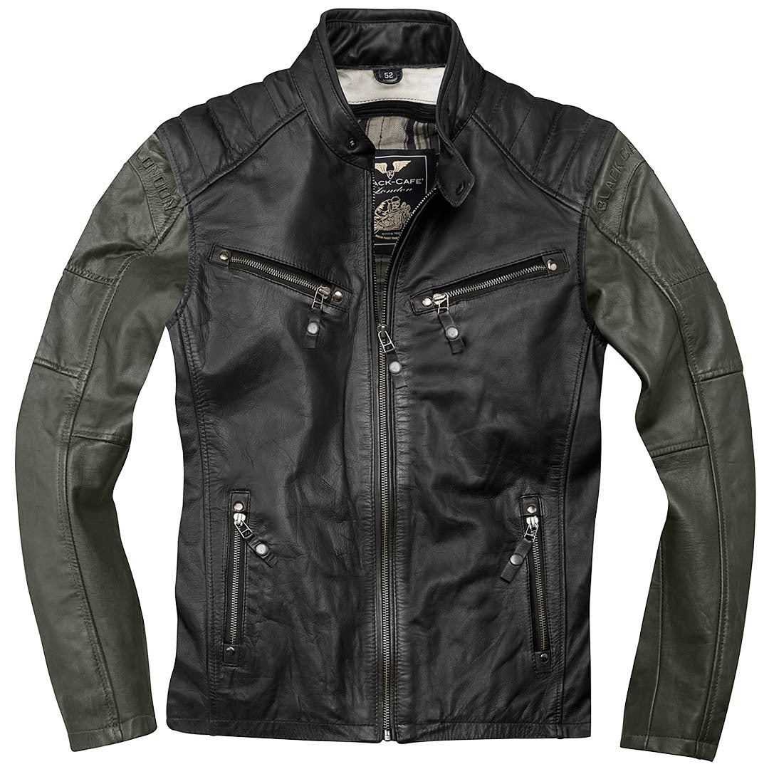 Black-Cafe London Firenze Leather Jacket#color_black-olive