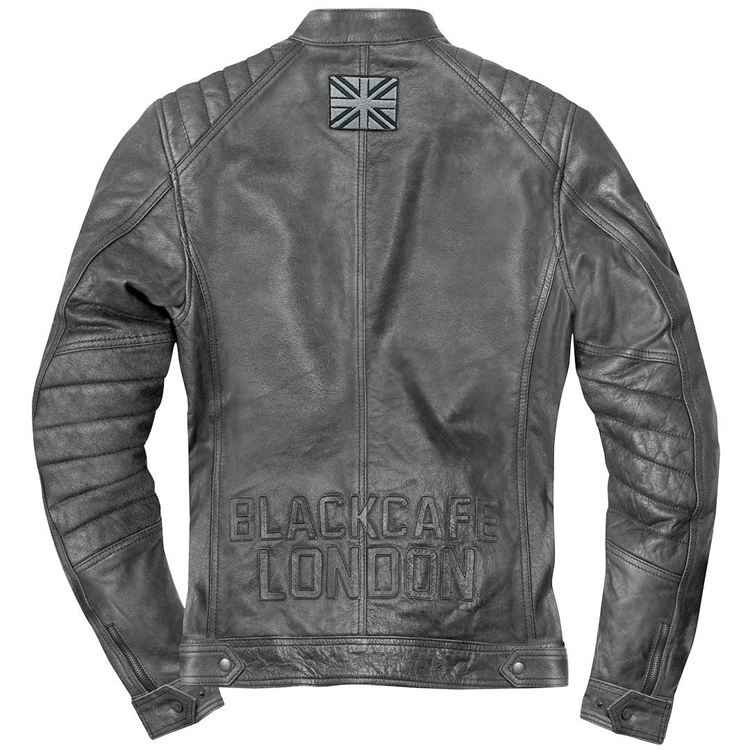 Black-Cafe London SevenT Motorcycle Leather Jacket#color_black