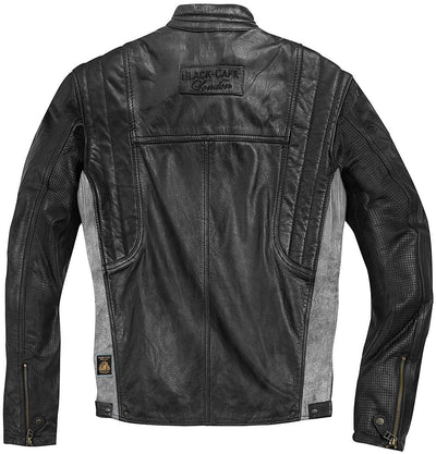 Black-Cafe London Vintage Motorcycle Leather Jacket#color_black