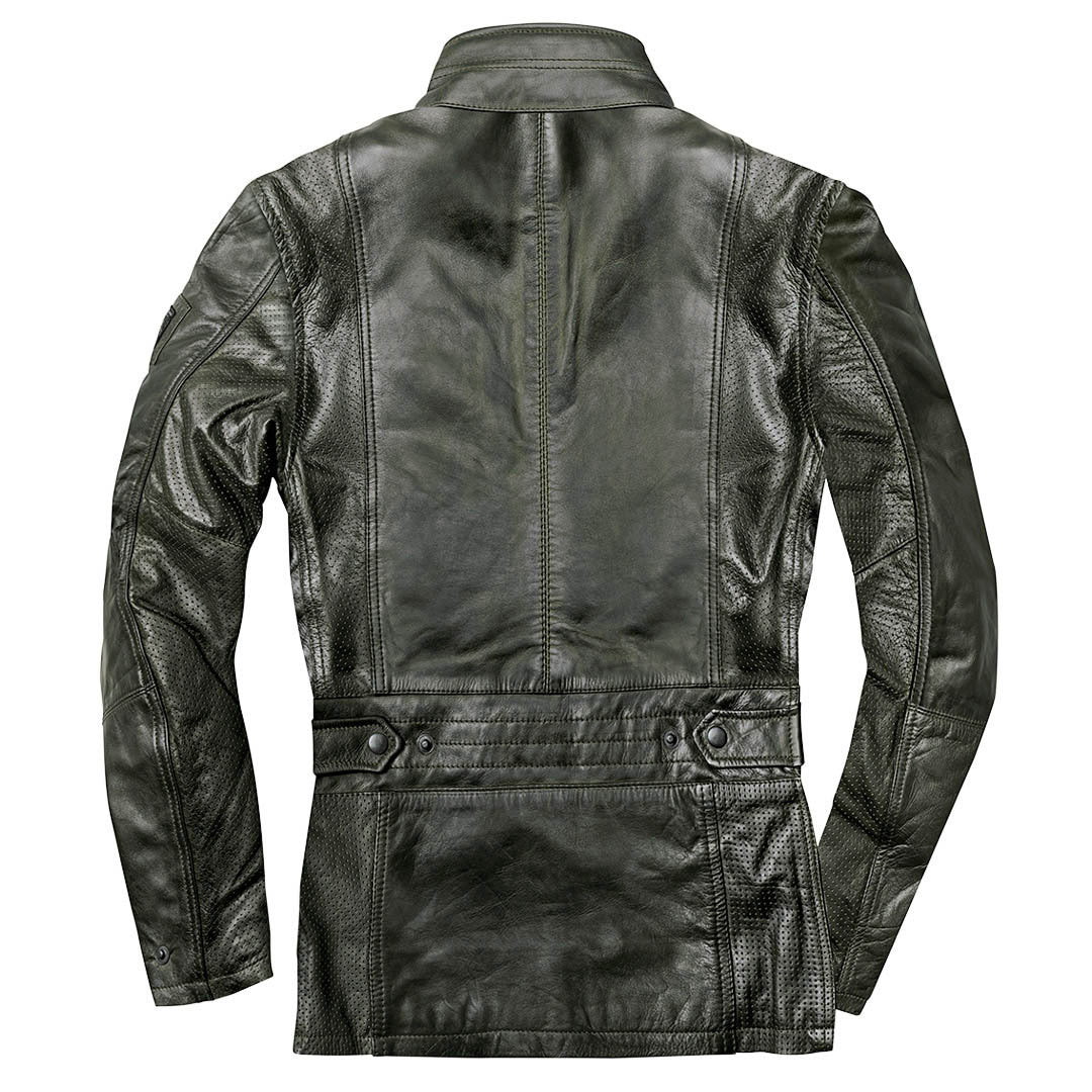 Black-Cafe London Manhattan Leather Jacket#color_dark-green