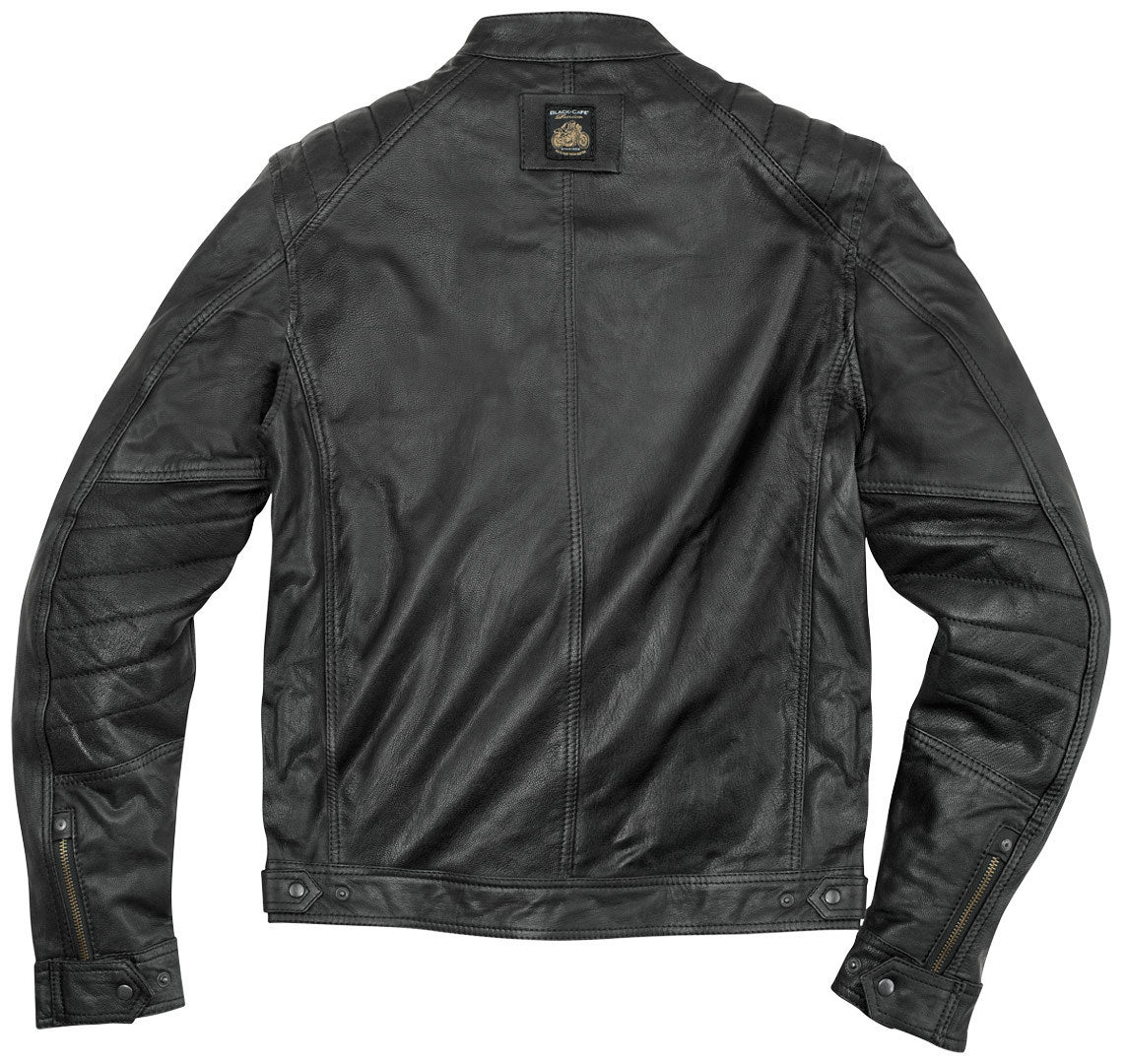 Black-Cafe London Shanghai Motorcycle Leather Jacket#color_black-white