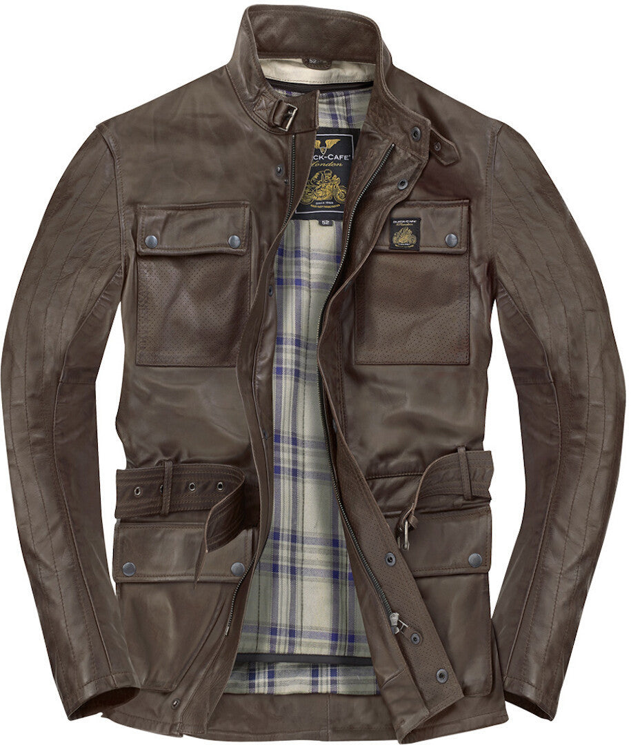 Black-Cafe London Moskau Motorcycle Leather Jacket#color_brown