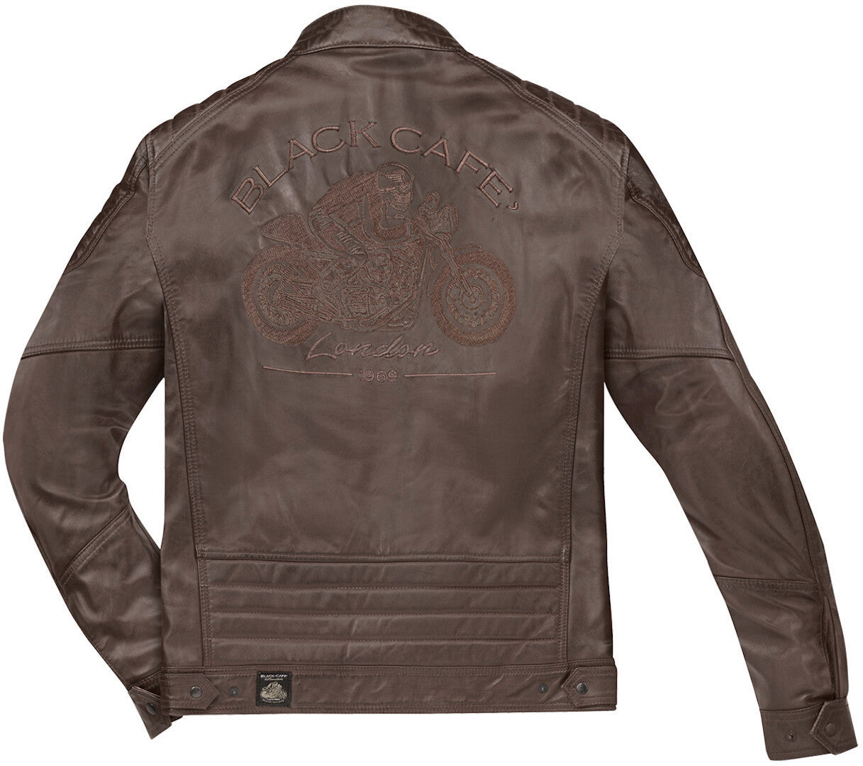 Black-Cafe London Tokio Motorcycle Leather Jacket#color_brown