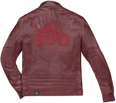 Black-Cafe London Istanbul Motorcycle Leather Jacket#color_red