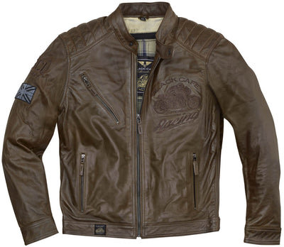 Black Cafe London Houston Motorcycle Leather Jacket#color_dark-brown