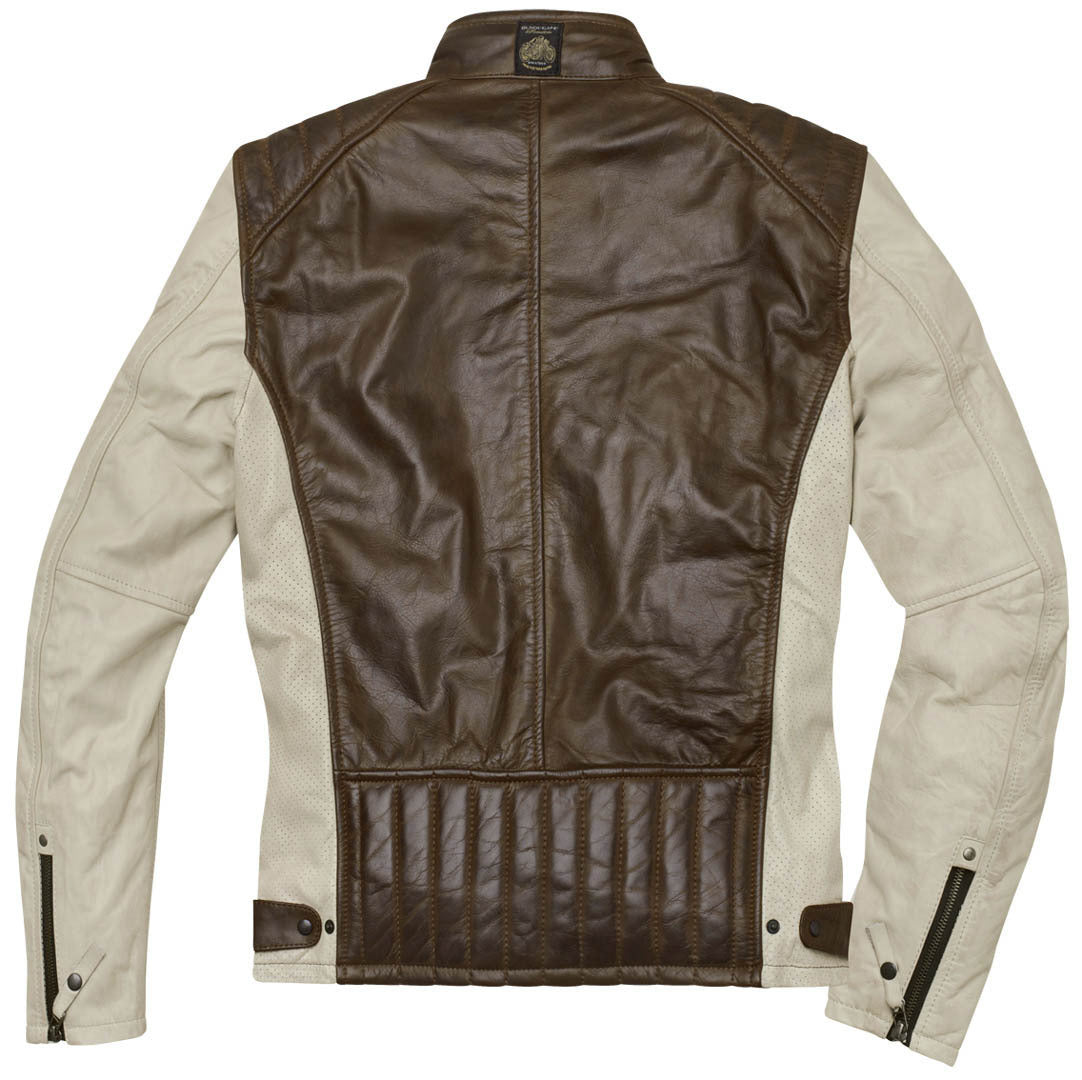 Black-Cafe London Toronto Motorcycle Leather Jacket#color_white-dark-brown