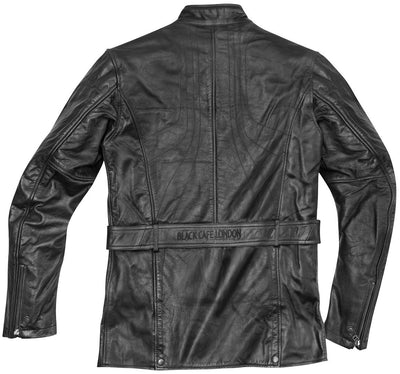 Black-Cafe London Kairo Motorcycle Leather Jacket#color_black