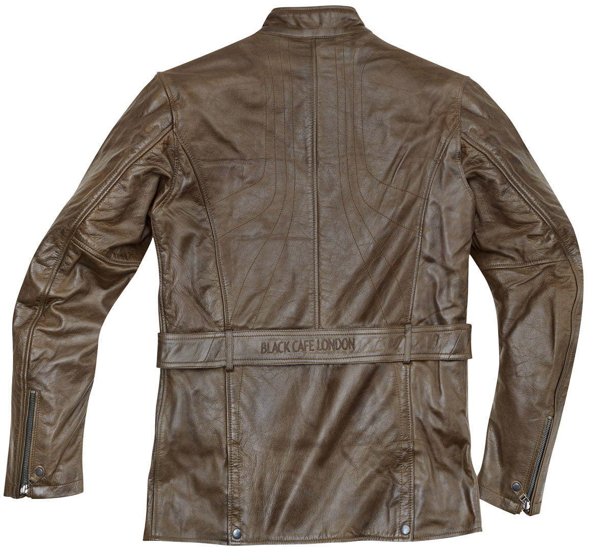 Black-Cafe London Kairo Motorcycle Leather Jacket#color_brown