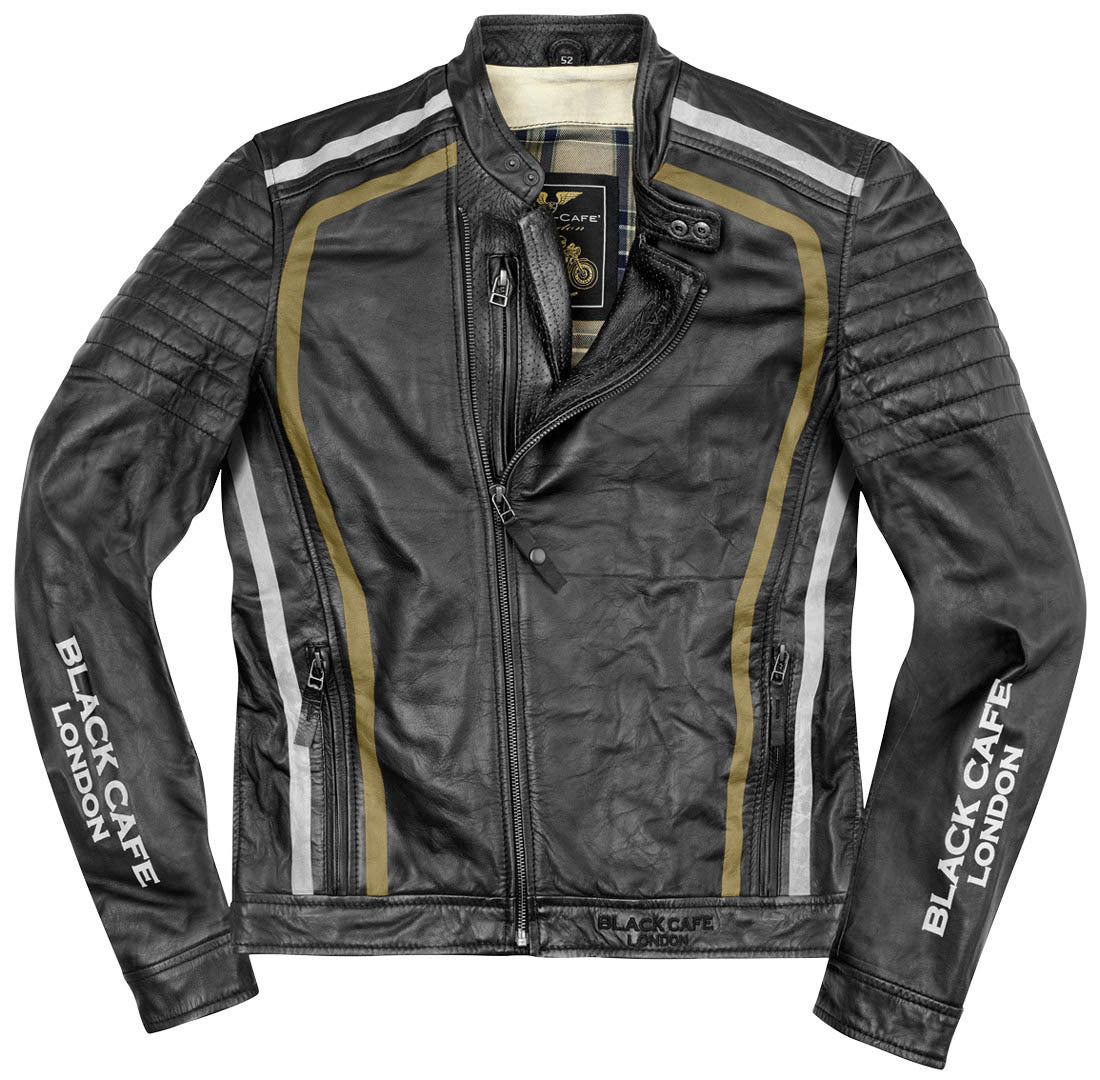 Black-Cafe London Seoul Motorcycle Leather Jacket#color_black-white-gold