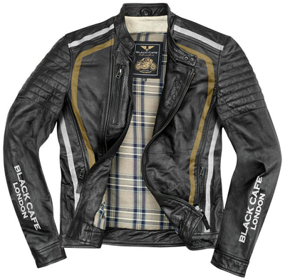 Black-Cafe London Seoul Motorcycle Leather Jacket#color_black-white-gold