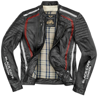 Black-Cafe London Seoul Motorcycle Leather Jacket#color_black-white-red