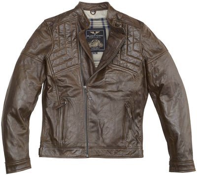 Black-Cafe London Philadelphia Motorcycle Leather Jacket#color_brown