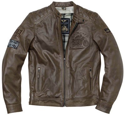 Black-Cafe London Bangkok Motorcycle Leather Jacket#color_brown