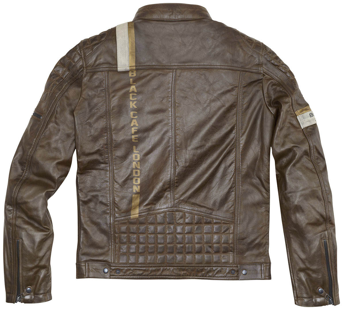 Black-Cafe London Barcelona Motorcycle Leather Jacket#color_brown