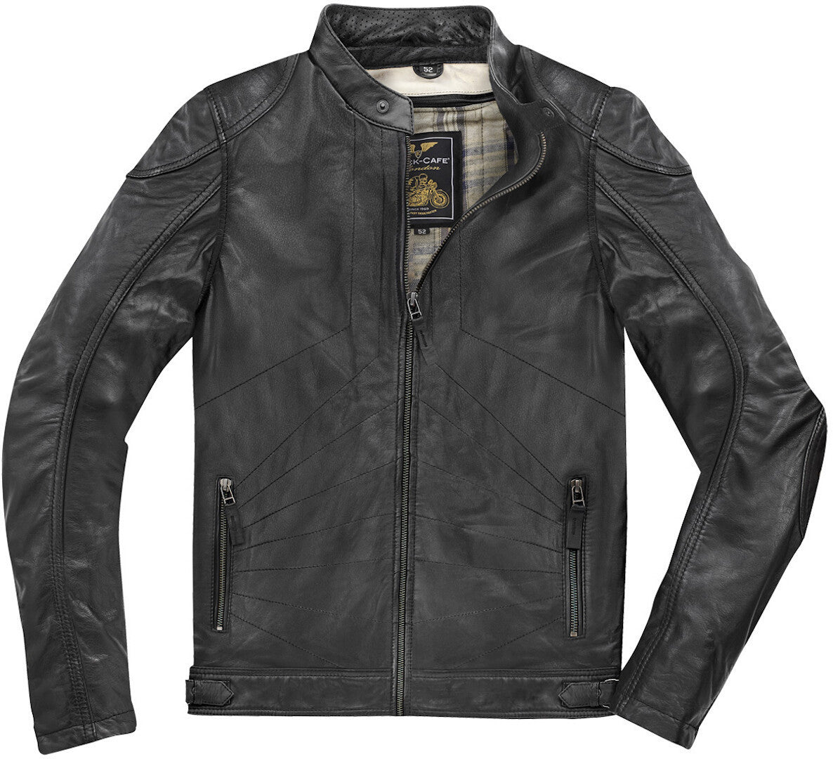 Black-Cafe London Atlanta Motorcycle Leather Jacket#color_black