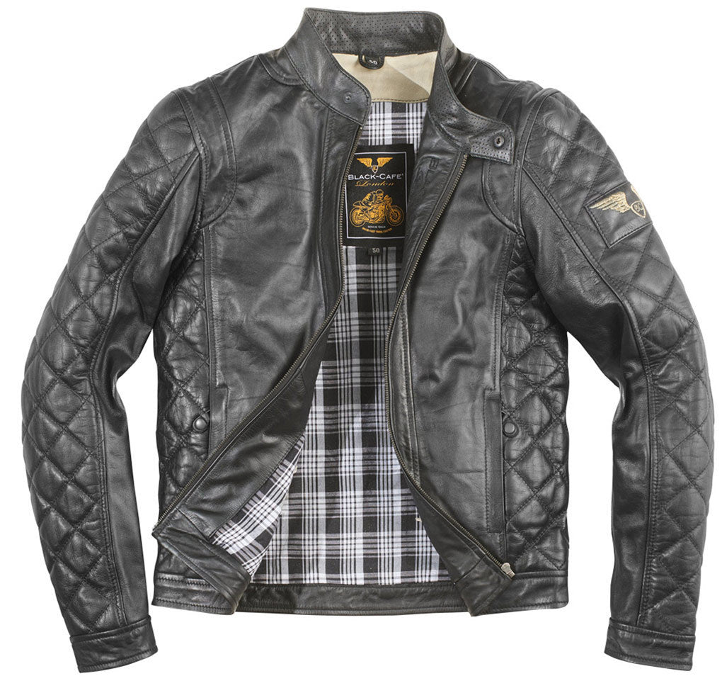 Black-Cafe London Gorgan II Motorcycle Leather Jacket#color_black