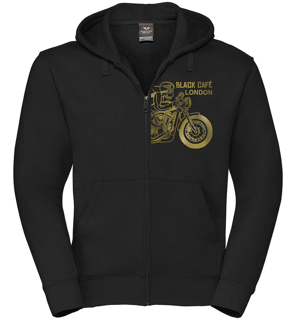 Black-Cafe London Retro Zip Hoodie#color_black-gold